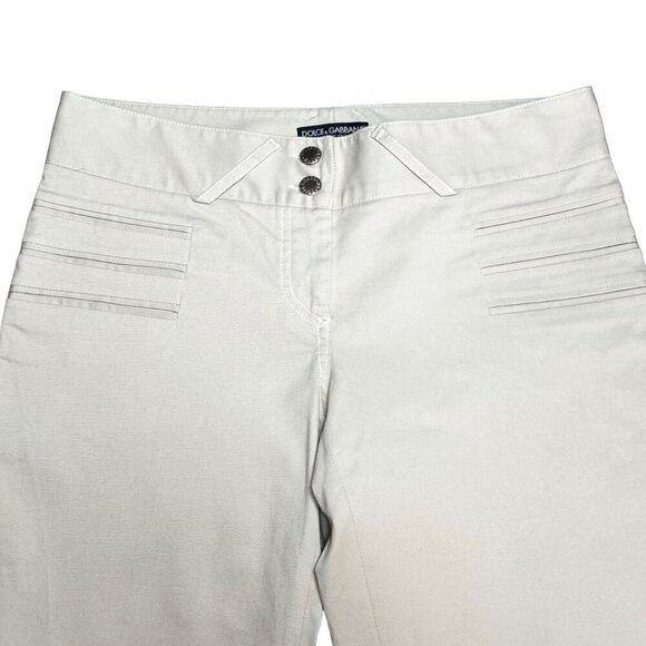 Dolce & Gabbana Vintage Cream Cotton Twill Mid-Rise Slacks Pants Sz. 8 - Picture 3 of 16